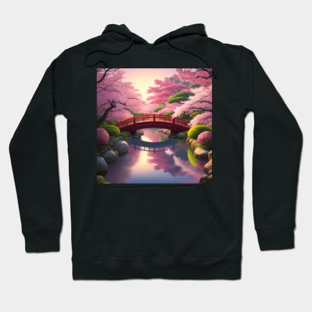 Cherry Blossom Trees in a Fantasy Garden Hoodie by CursedContent